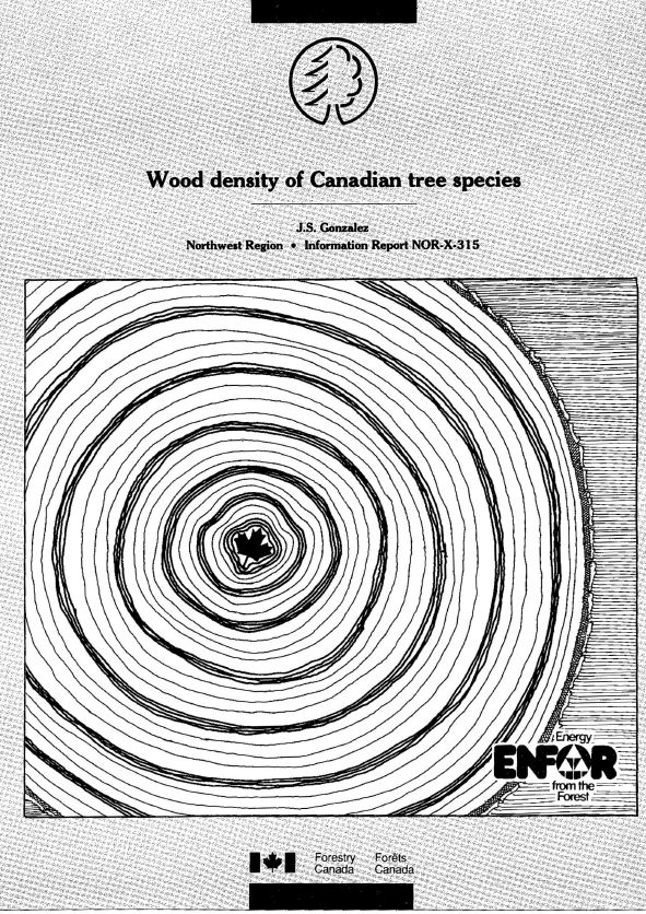 Wood Density of Canadian Tree Species Canadian Conservation and Land